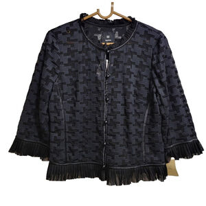 DD Collection‎ sheer cardiganponcho sweater jacket ruffle fringe black 10